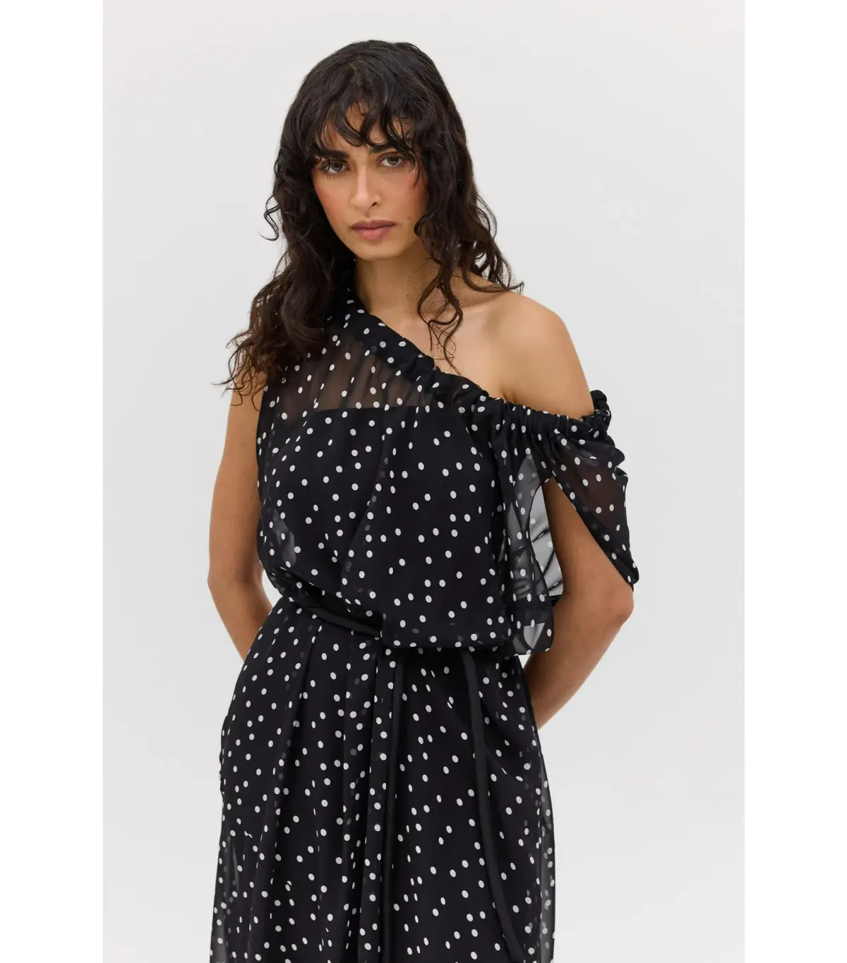 Bianca Spender Polka Dot Silk Emerge Maxi Dress Black Size AU 6 - Image 3