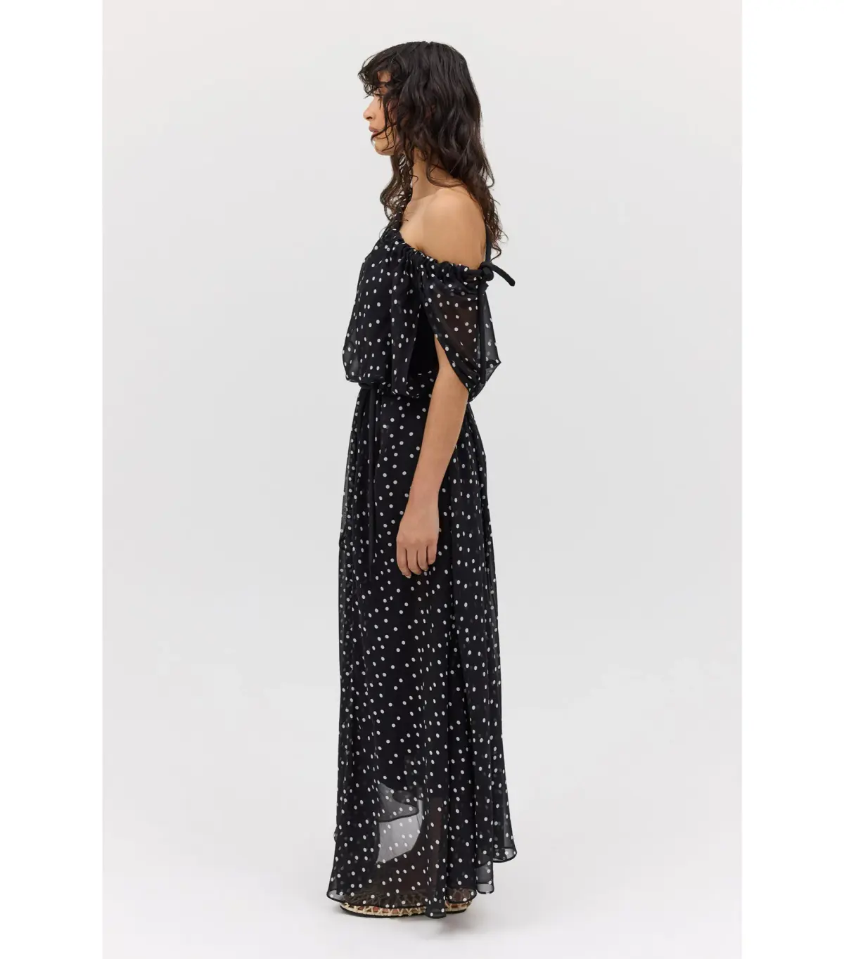 Bianca Spender Polka Dot Silk Emerge Maxi Dress Black Size AU 6 - Image 6