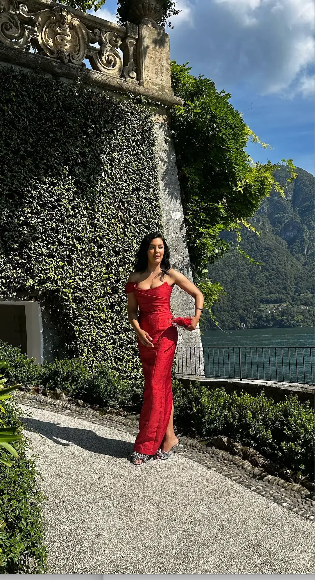 Sau Lee Jackson Red Jacquard Gown - Image 5