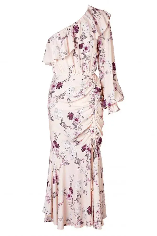 Steele Dahlia One Shoulder Dress Pink Floral Size 6 for rent on The Volte - main image
