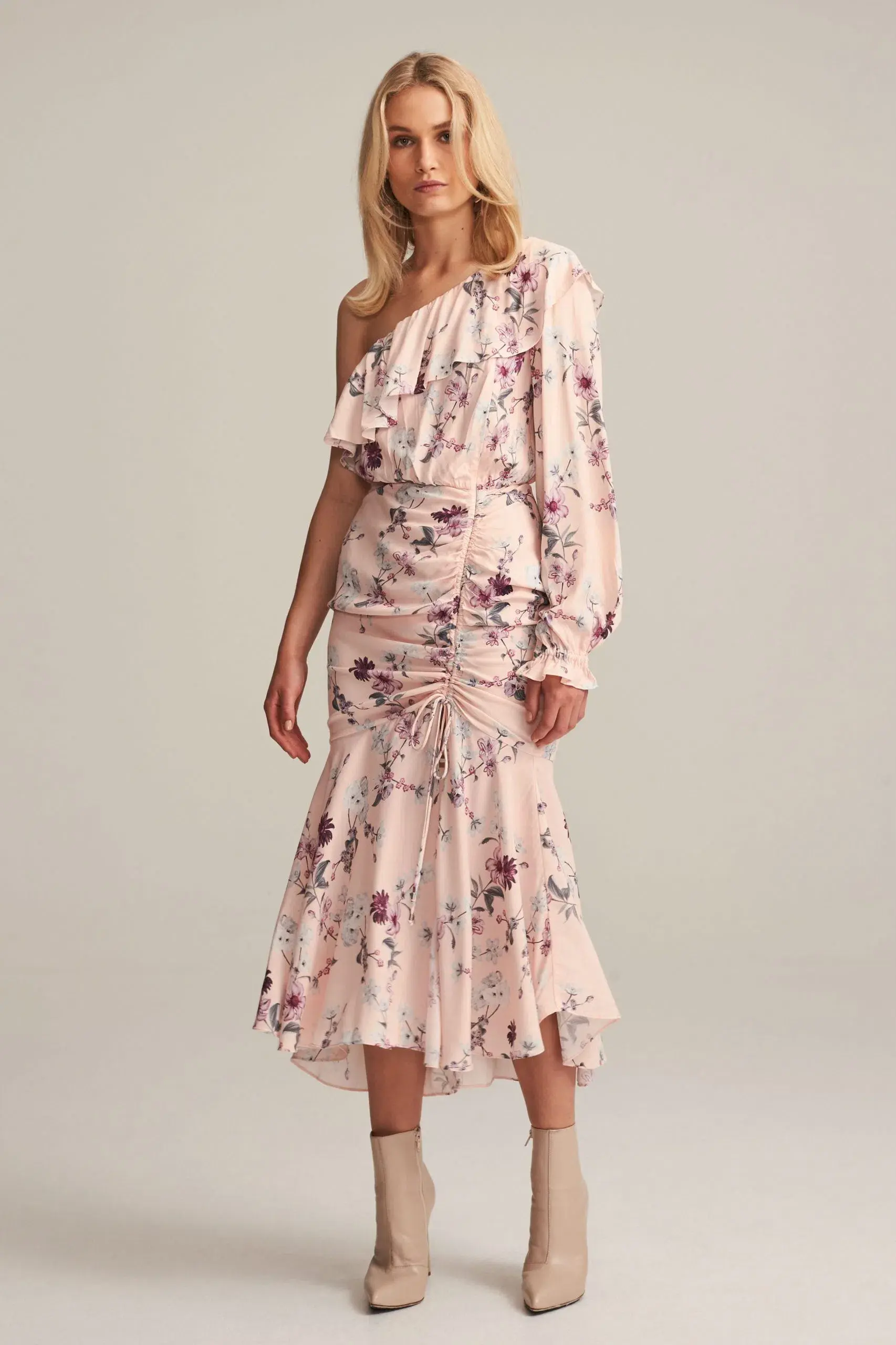 Steele Dahlia One Shoulder Dress Pink Floral Size 6 - Image 1