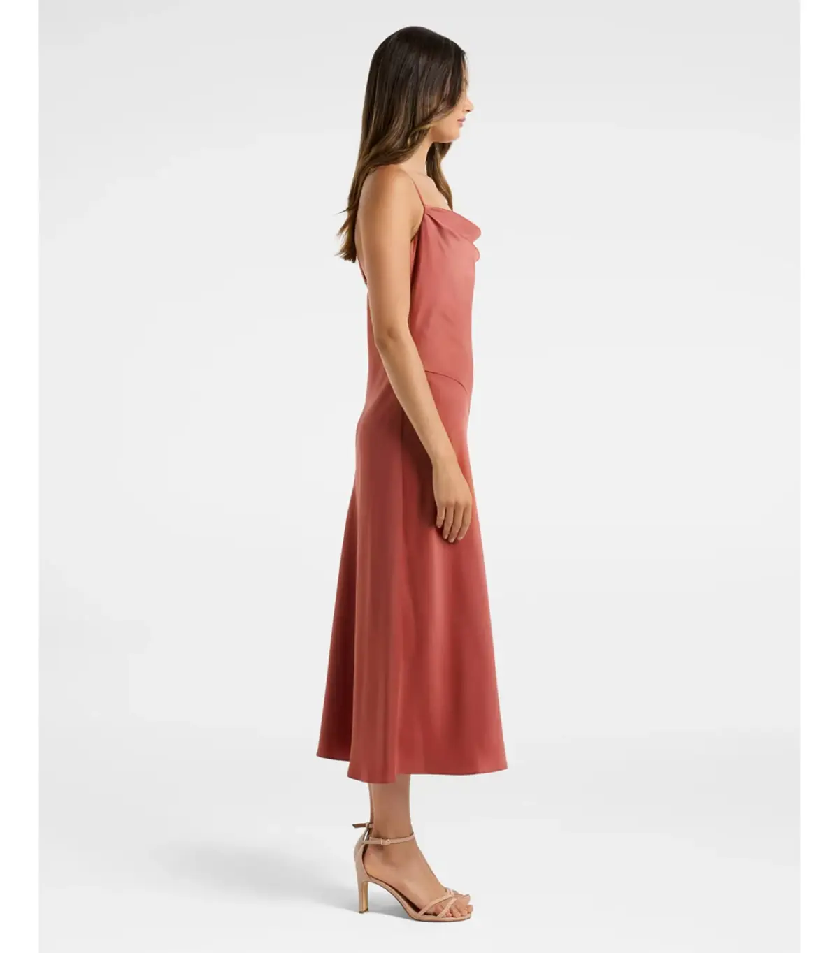 Forever New Cowl-Neck Shift Dress Peach Size AU 6 - Image 3