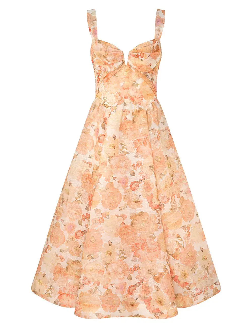 Zimmermann Rebellion Drape Midi Dress Golden Bloom Size 2 AU 12  for rent on The Volte - main image