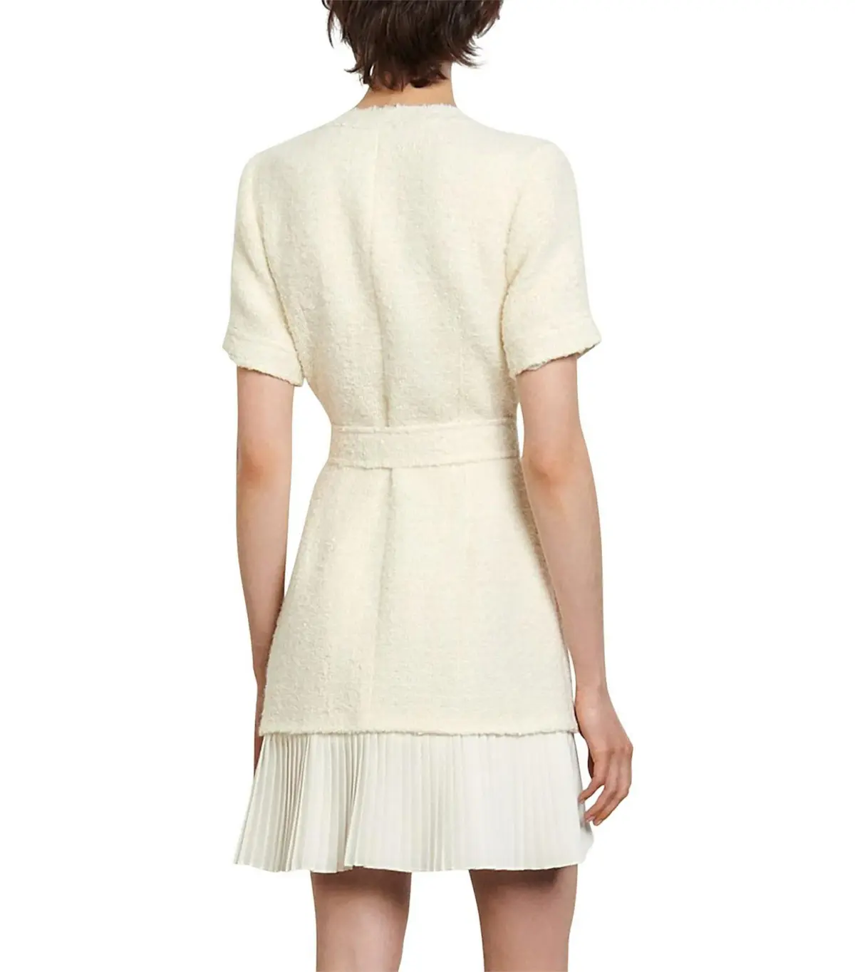 Sandro Paris Joana Woven Dress Cream Size AU 6 - Image 3
