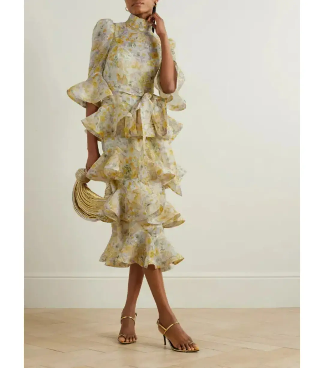 Zimmerman Harmony Tiered Midi Dress Citrus Garden Size 1 / AU 10  for rent on The Volte - main image