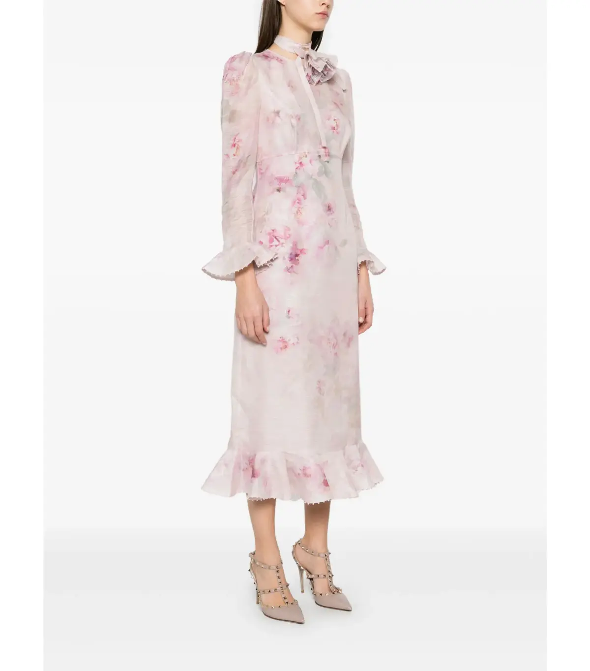 Zimmermann Crush Flower Midi Dress in Pink Floral Size 1 / AU 10 - Image 3