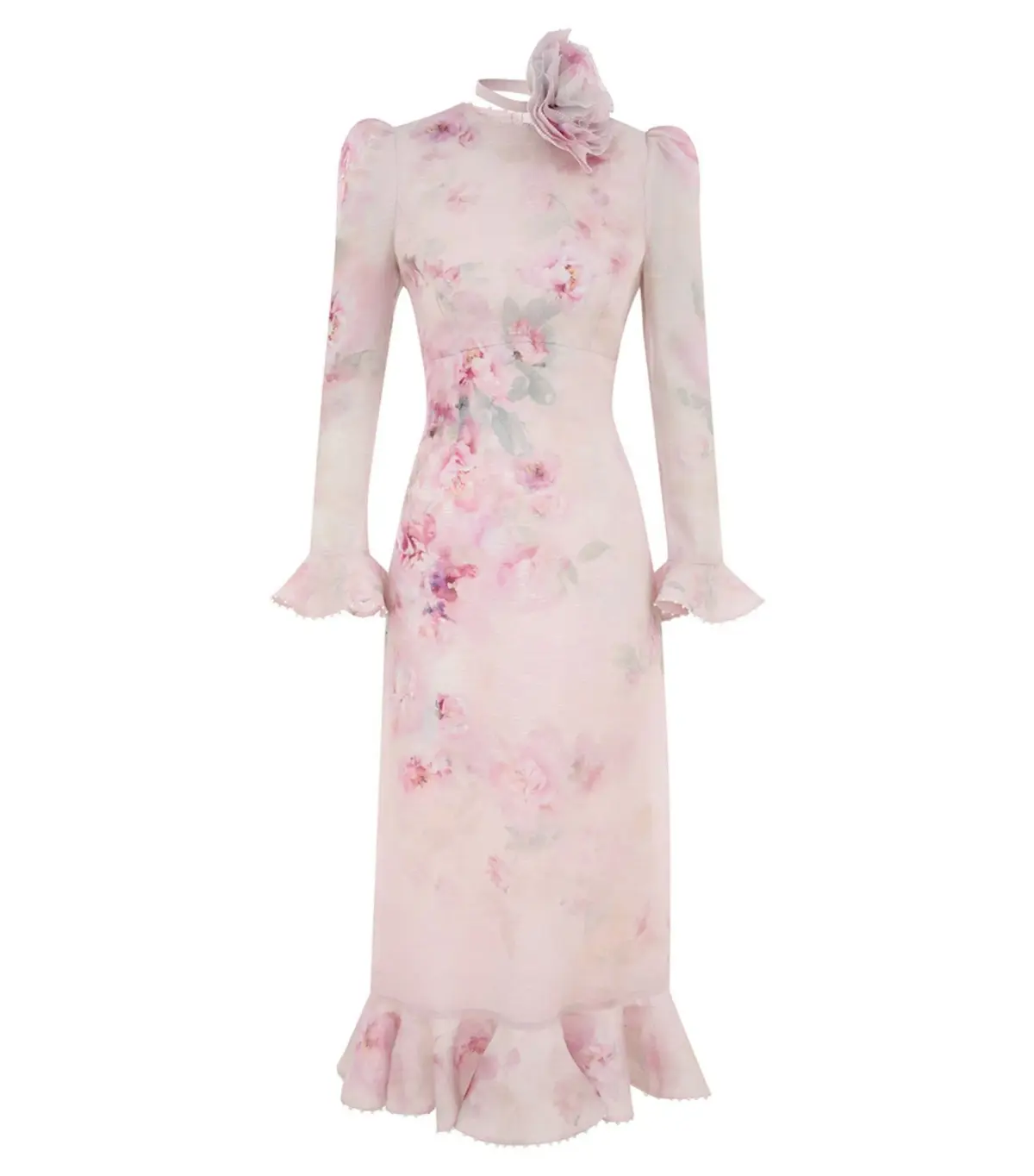 Zimmermann Crush Flower Midi Dress in Pink Floral Size 1 / AU 10 - Image 5