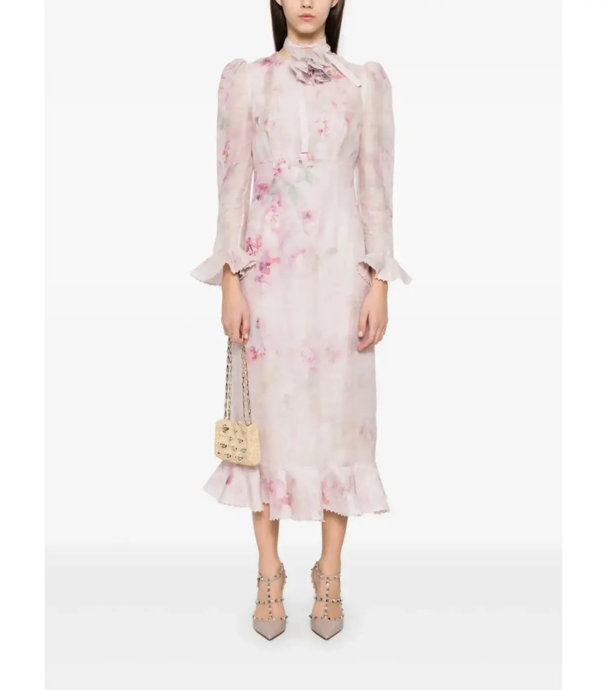Zimmermann Crush Flower Midi Dress in Pink Floral Size 1 / AU 10 - Image 1