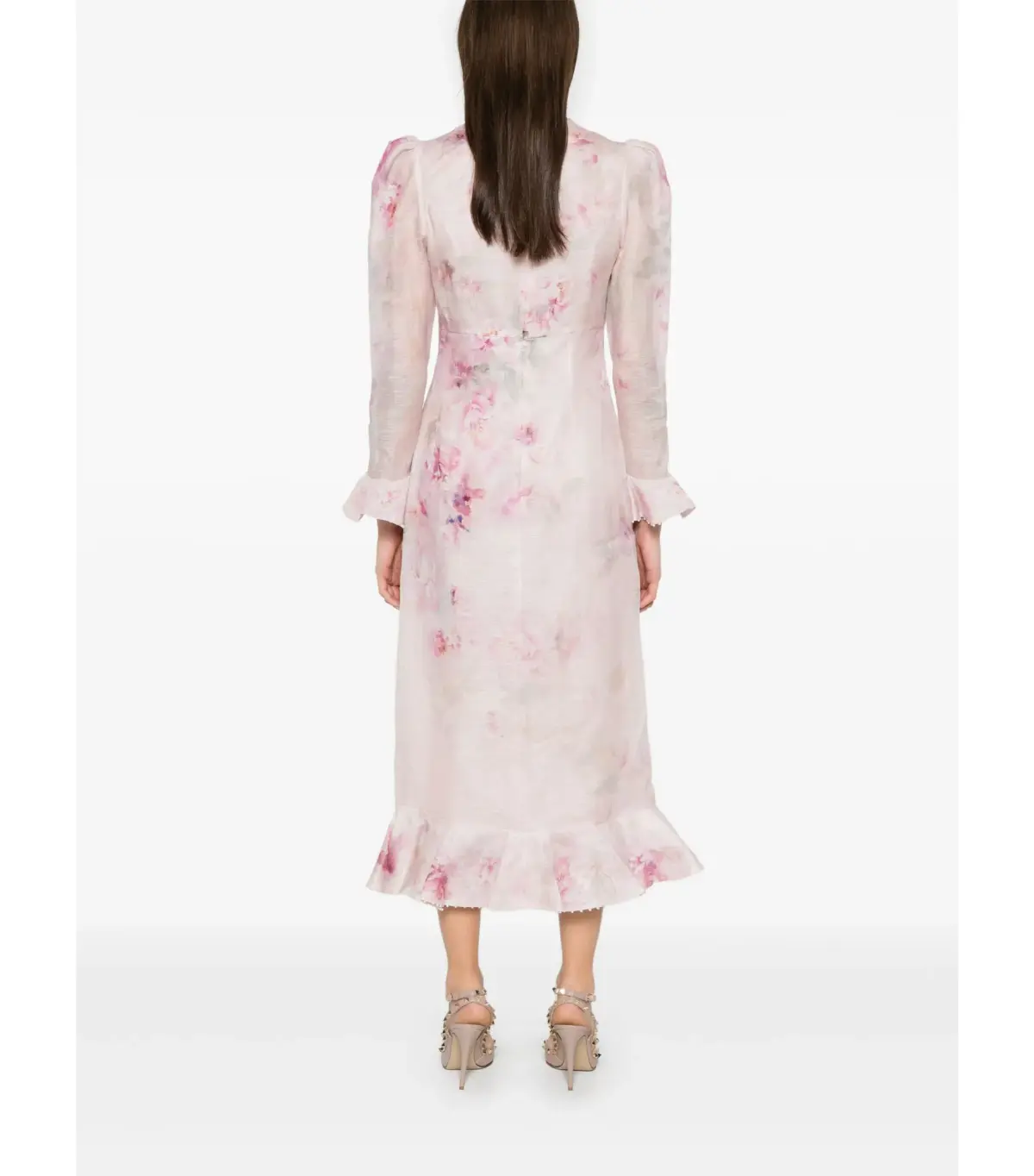 Zimmermann Crush Flower Midi Dress in Pink Floral Size 1 / AU 10 - Image 4