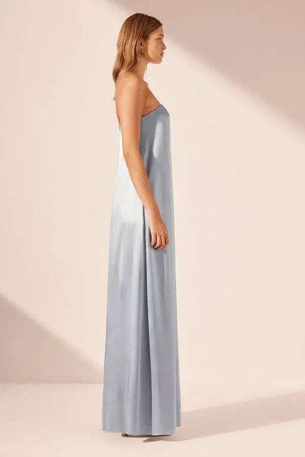 la lune strapless column maxi dress - powder blue - Image 4
