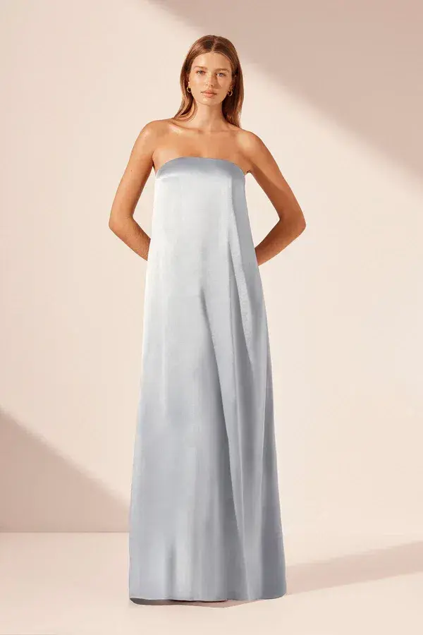 la lune strapless column maxi dress - powder blue - Image 1