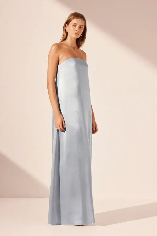 la lune strapless column maxi dress - powder blue - Image 3
