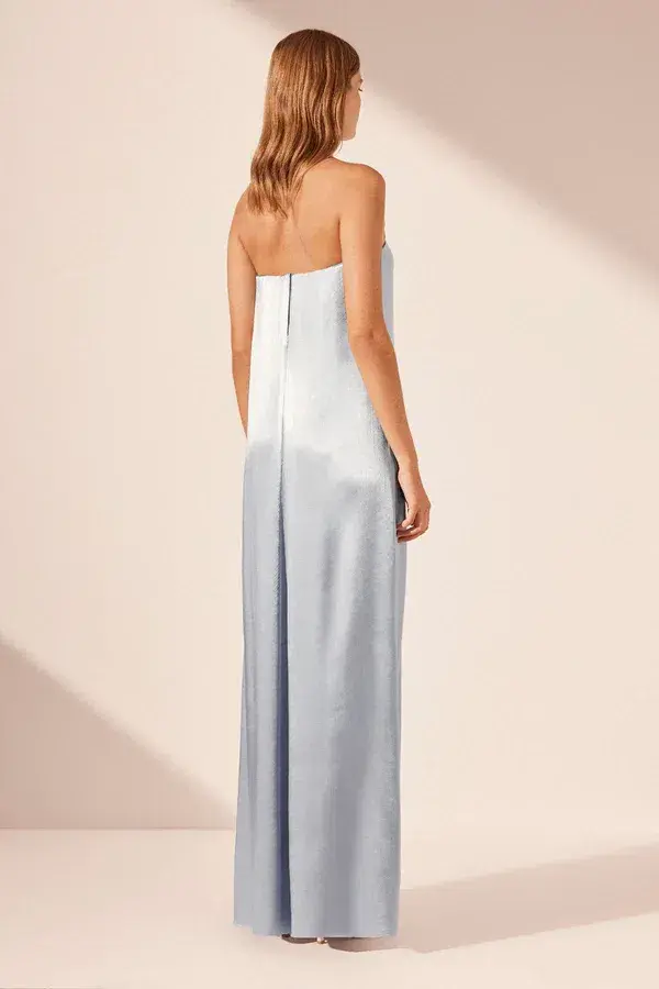 la lune strapless column maxi dress - powder blue - Image 5