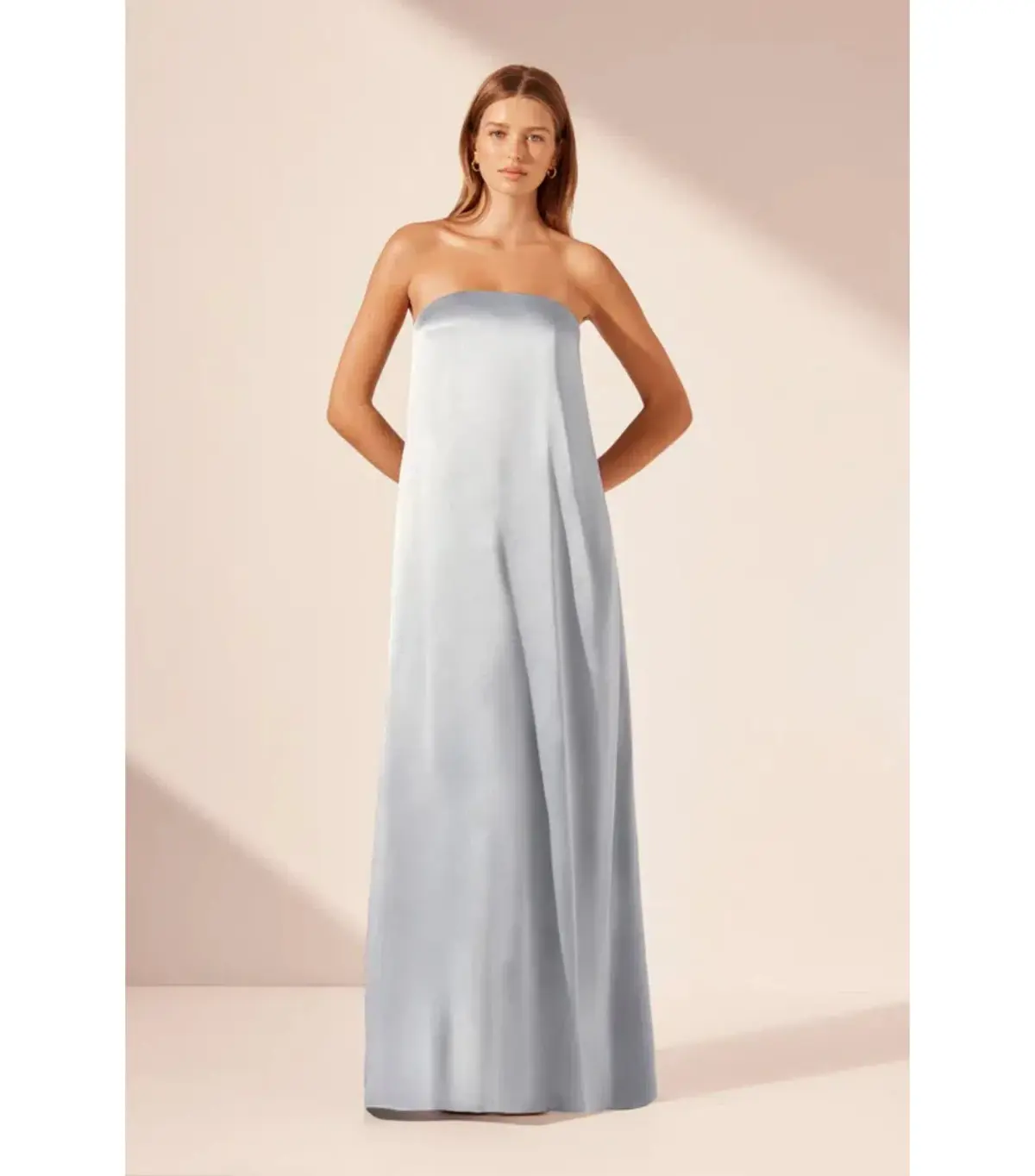 Shona Joy La Lune Strapless Column Maxi Dress Powder Blue Size AU 10 - Image 1