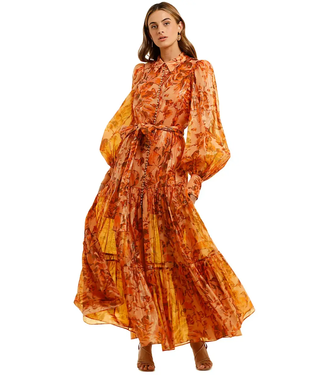 Acler Naples Maxi Dress in Orange Size AU 6 for rent on The Volte - main image