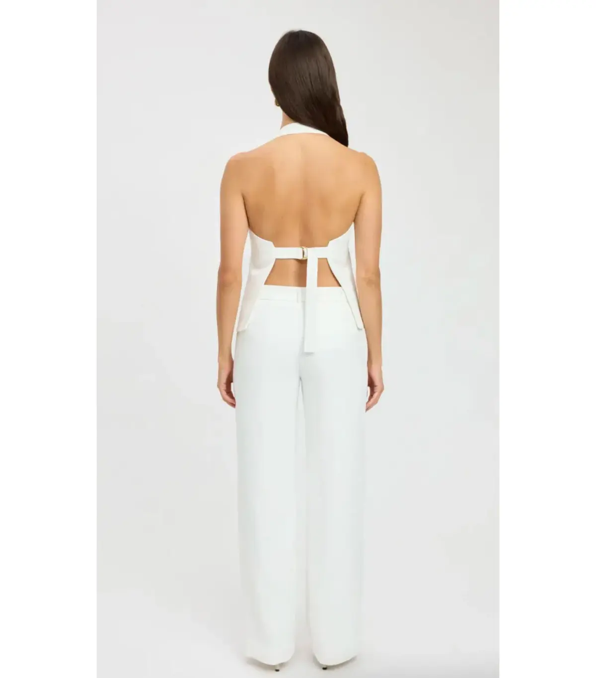 Kookai Ariel Buckle Halter Top and Pants Set White Size AU 10 - Image 2