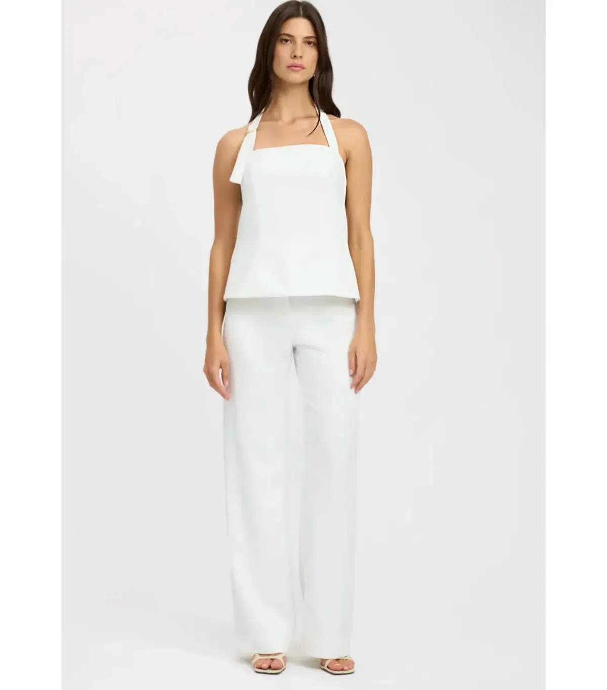 Kookai Ariel Buckle Halter Top and Pants Set White Size AU 10 - Image 1
