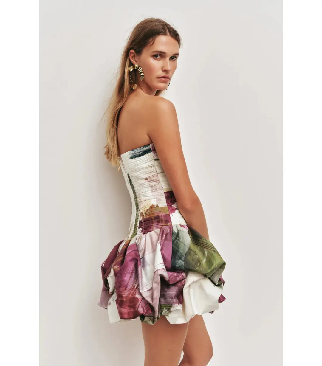 Aje Violette Bubble Hem Mini Dress Impressionist Size AU 14 for rent on The Volte - main image