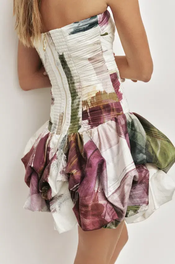 AJE Violette Bubble Hem Mini Dress Impressionist Size 14 - Image 2