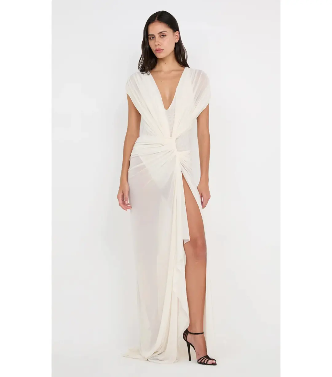 Bec & Bridge Leia Drape Maxi Gown Buttercream Size AU 6 for rent on The Volte - main image