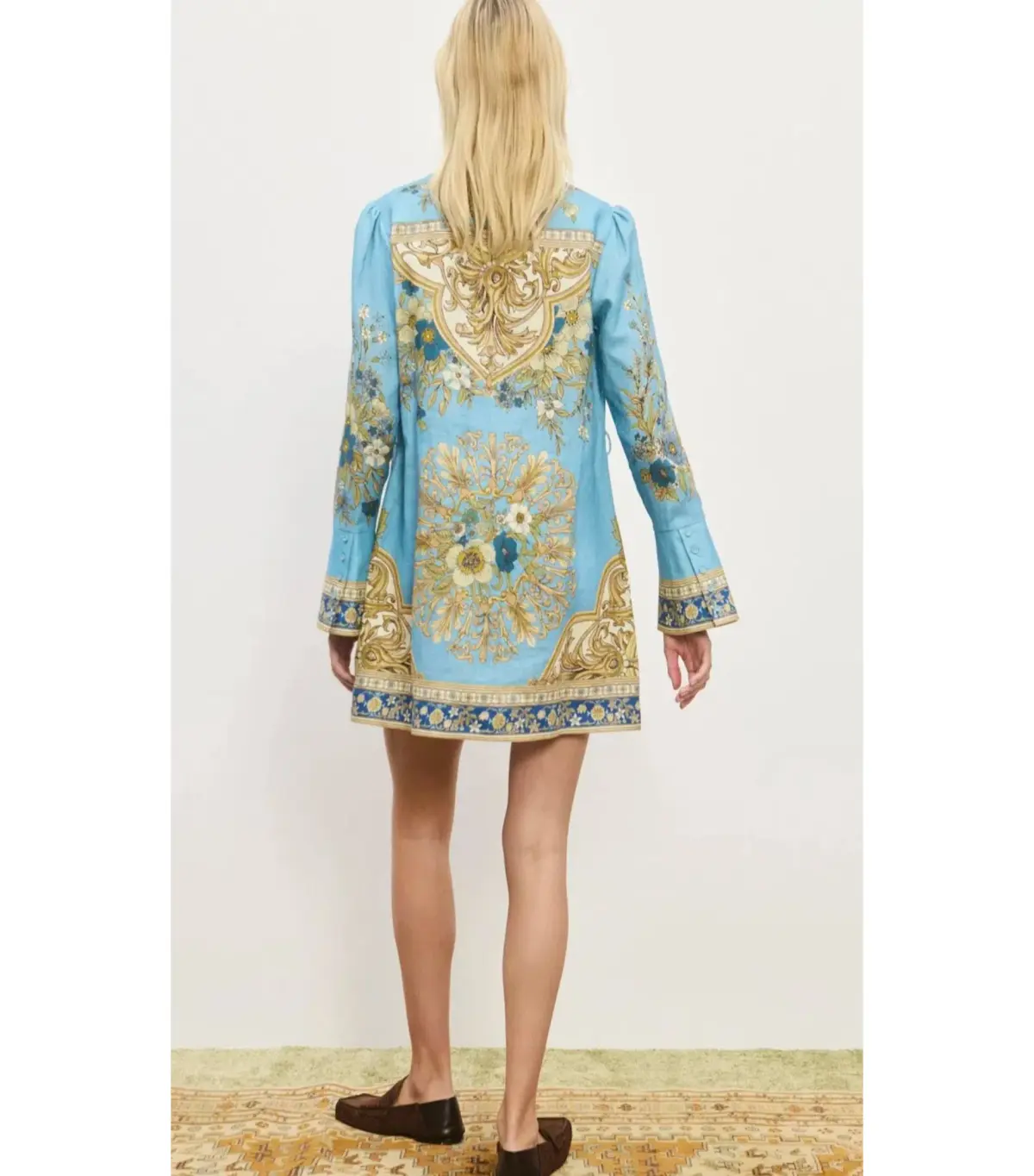 Alemais Cassie Mini Dress Blue Print Size AU 16 - Image 3