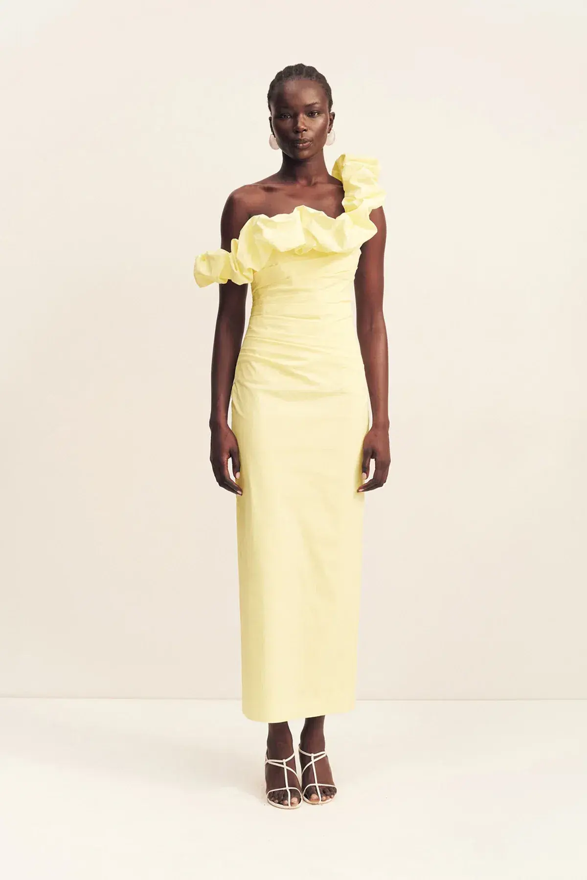 Shona Joy Campbell Ruffle Draped Maxi Dress Lemonade Size 6 - Image 1