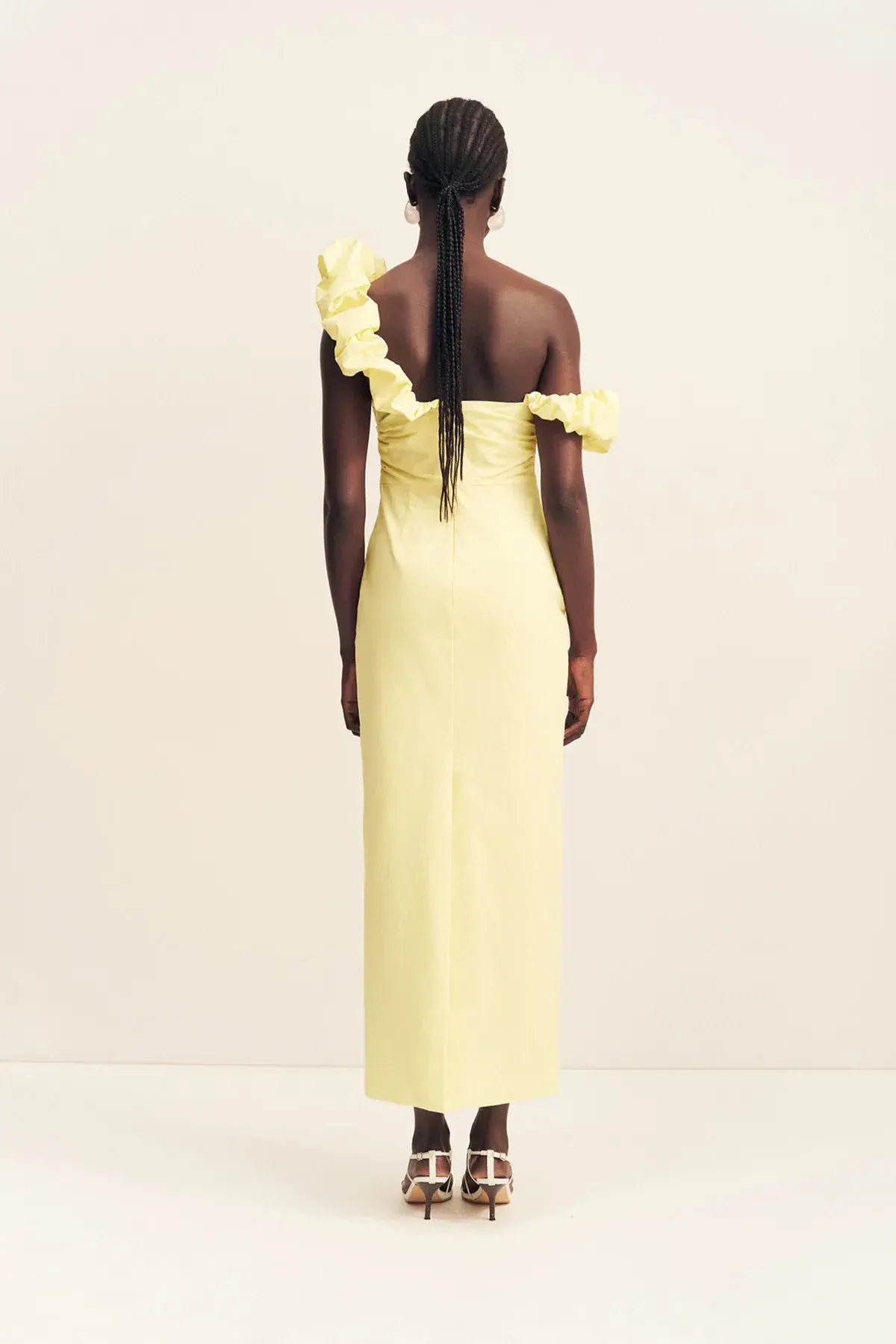 Shona Joy Campbell Ruffle Draped Maxi Dress Lemonade Size 6 - Image 3