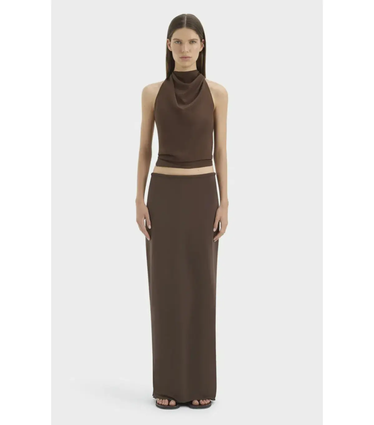 Sir the Label Rioja Halter Scarf Top and Mattheo Midi Skirt Brown Size 0 / AU 6 - Image 1