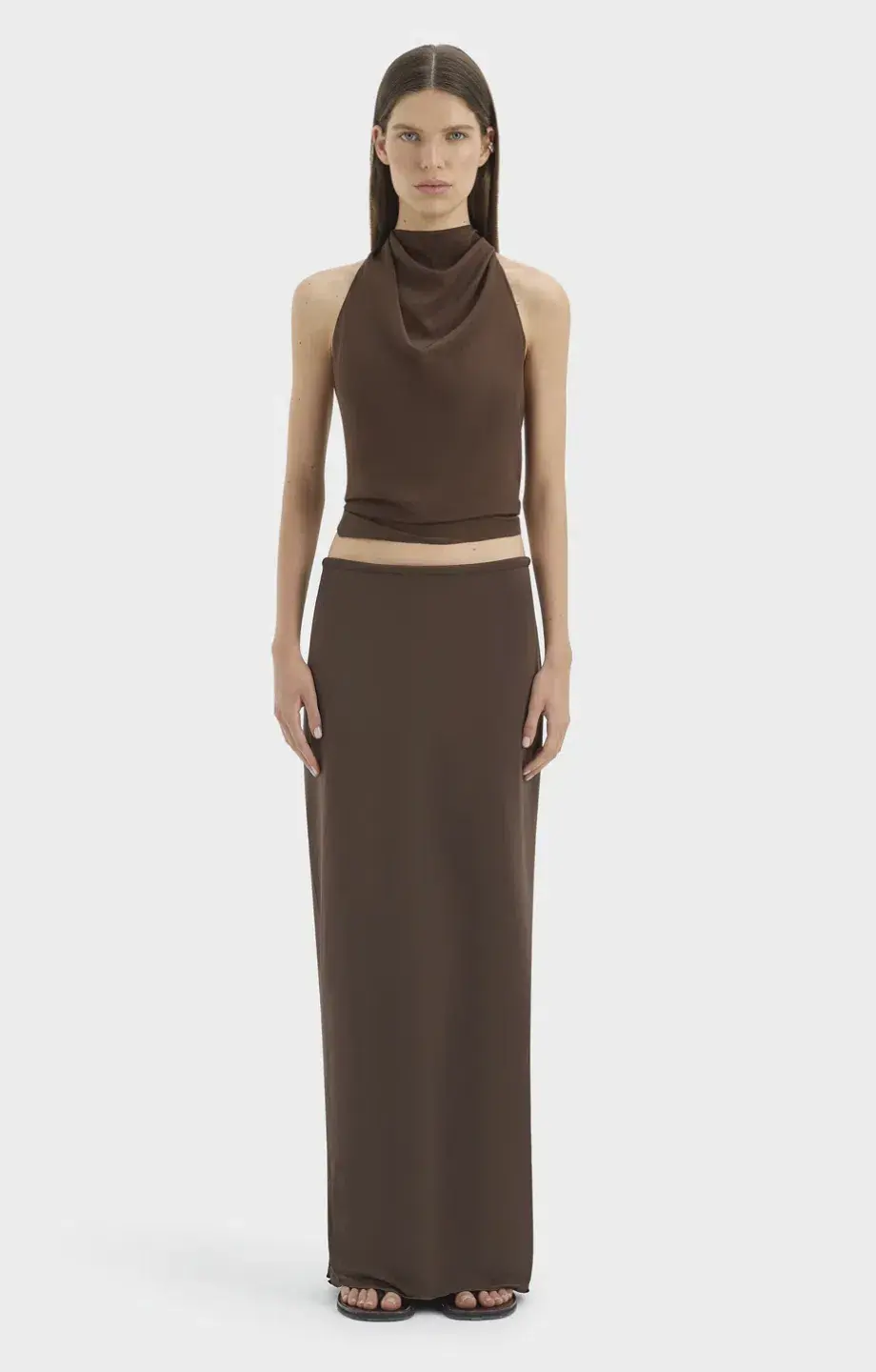 Sir Rioja Halter Scarf Top and Mattheo Midi Skirt Brown s0 - Image 3