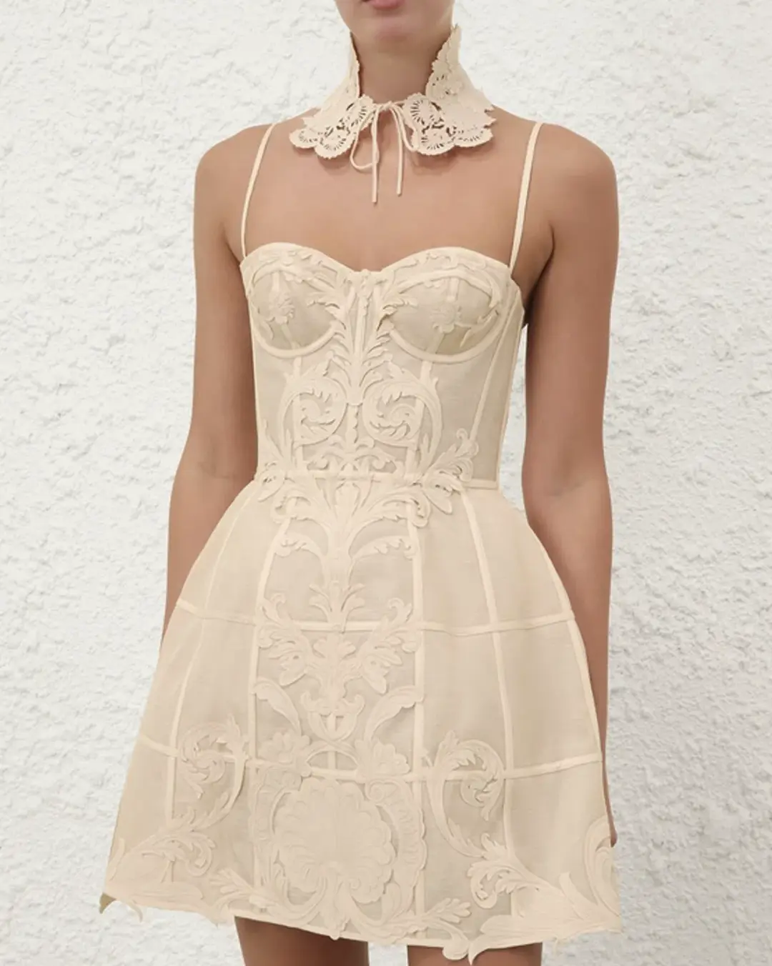 Zimmermann Rebellion Filigree Mini Dress in Cream for rent on The Volte - main image
