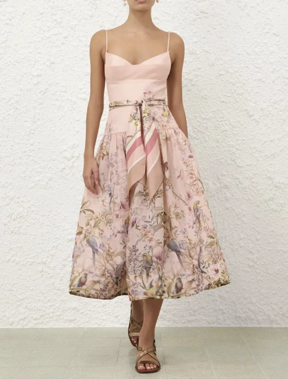 Zimmermann Rebellion Fitted Picnic Dress in Pink Aviary s0 for rent on The Volte - main image