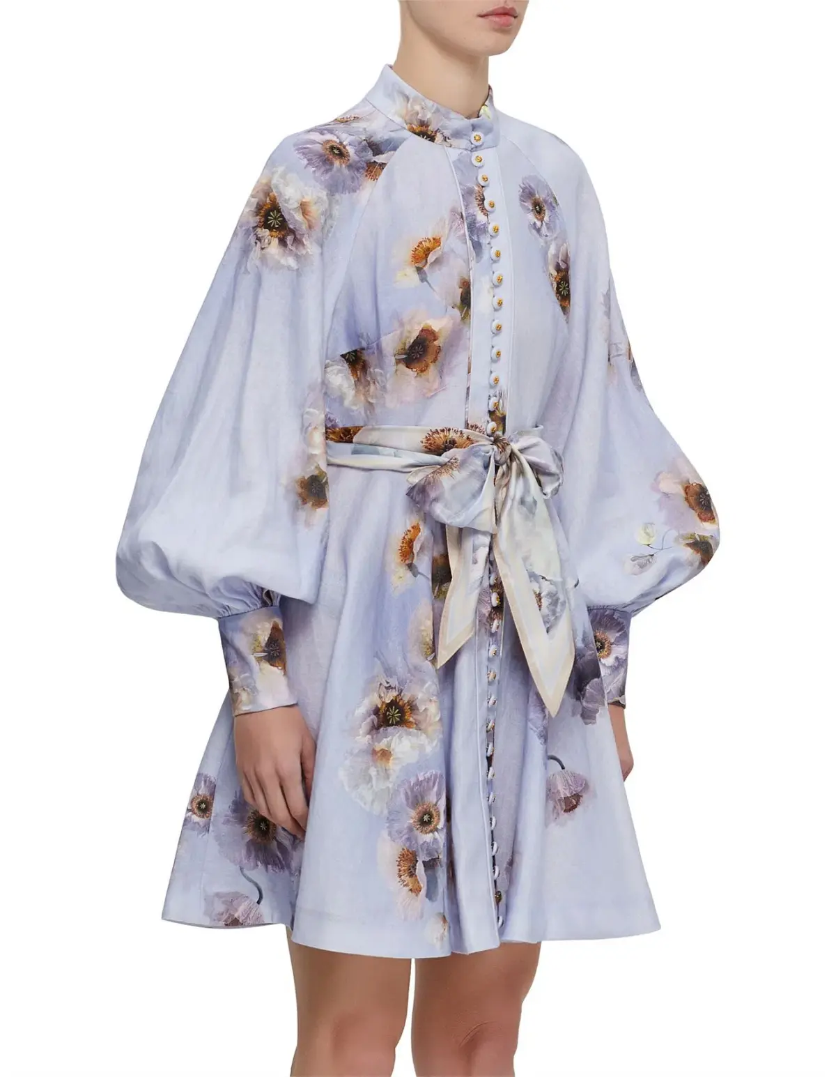 Zimmermann Hypnotic floral linen lilac poppy shirt dress size 3 au 14 - Image 5