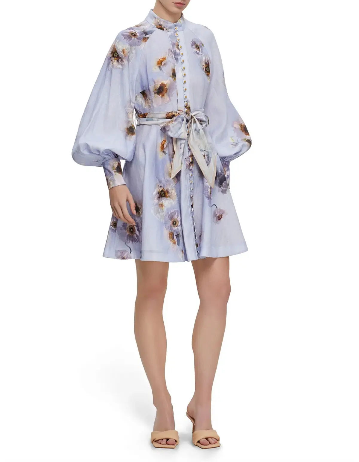 Zimmermann Hypnotic floral linen lilac poppy shirt dress size 3 au 14 - Image 4