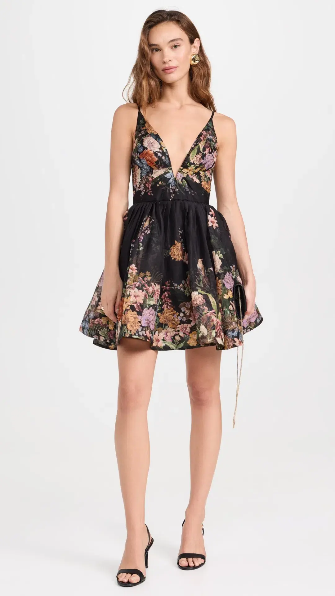Zimmermann Pavilion V Neck Mini Dress in Black Multi Floral Size 1 (10) - Image 2