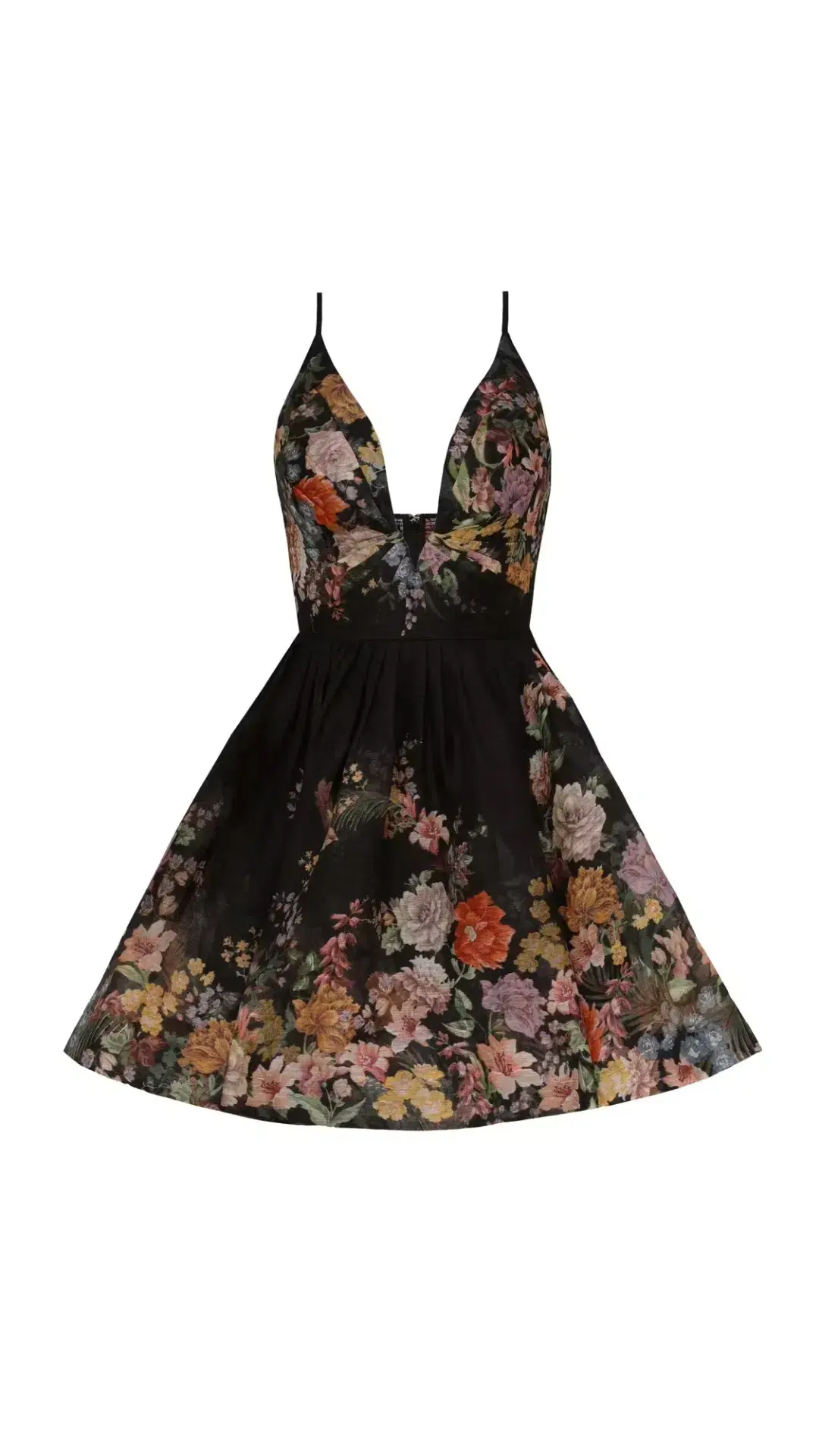 Zimmermann Pavilion V Neck Mini Dress in Black Multi Floral Size 1 (10) - Image 1
