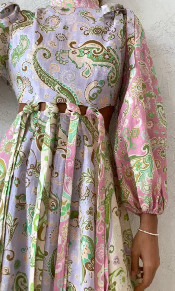 Alemais Marta Cutout Midi Dress In Multi Size 6 for rent on The Volte - main image