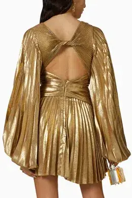 ACLER Geneva Pleated Mini Dress Gold 10 for rent on The Volte - main image