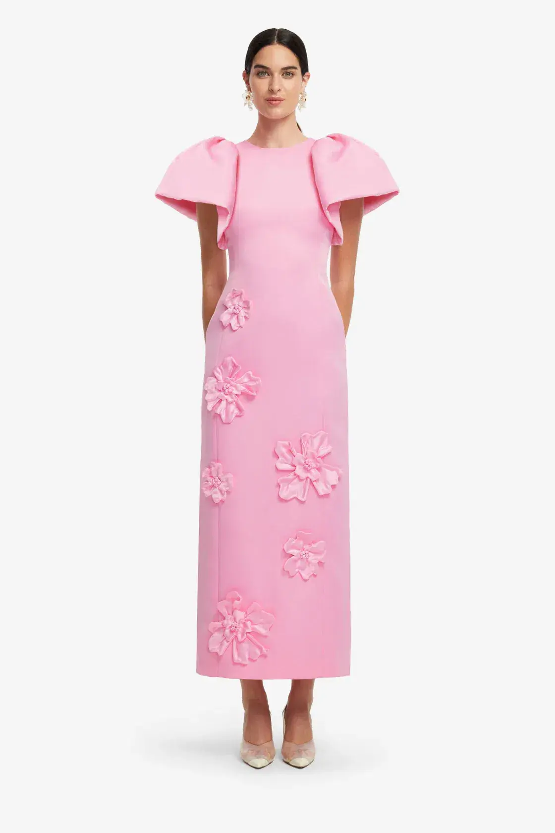 Leo Lin Lucinda Floral Appliqué Maxi Dress Baby Pink Size 10  - Image 1