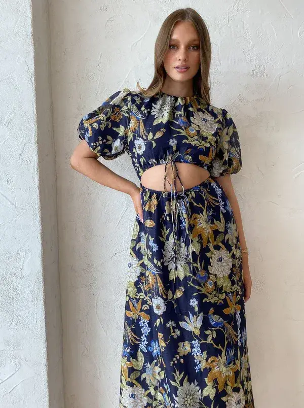 Sir The Label Lilian Puff Sleeve Midi Dress Size 1 / AU 8 for rent on The Volte - main image