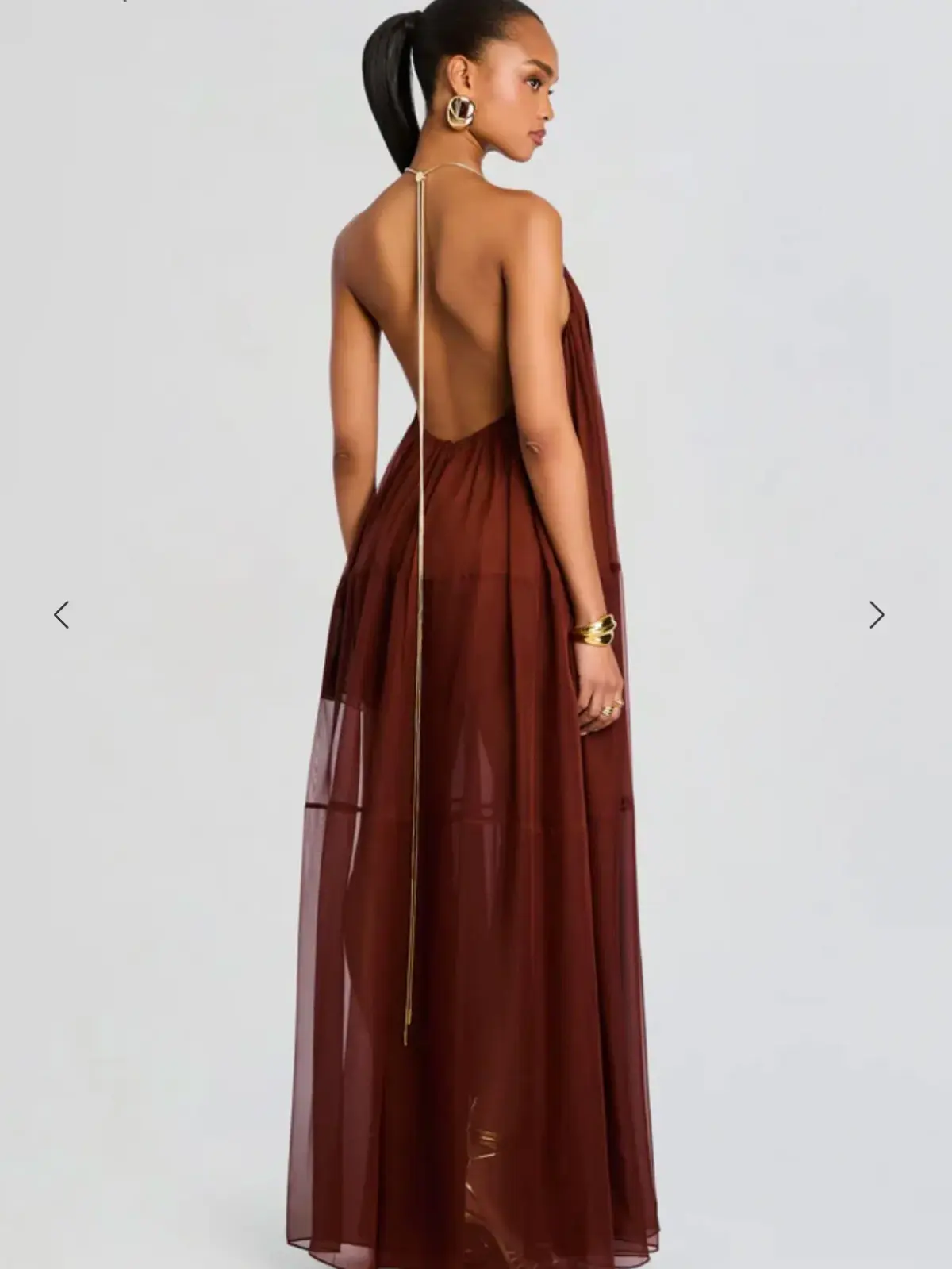 Retrofete arlet chiffon dress chestnut size XS 6  - Image 4