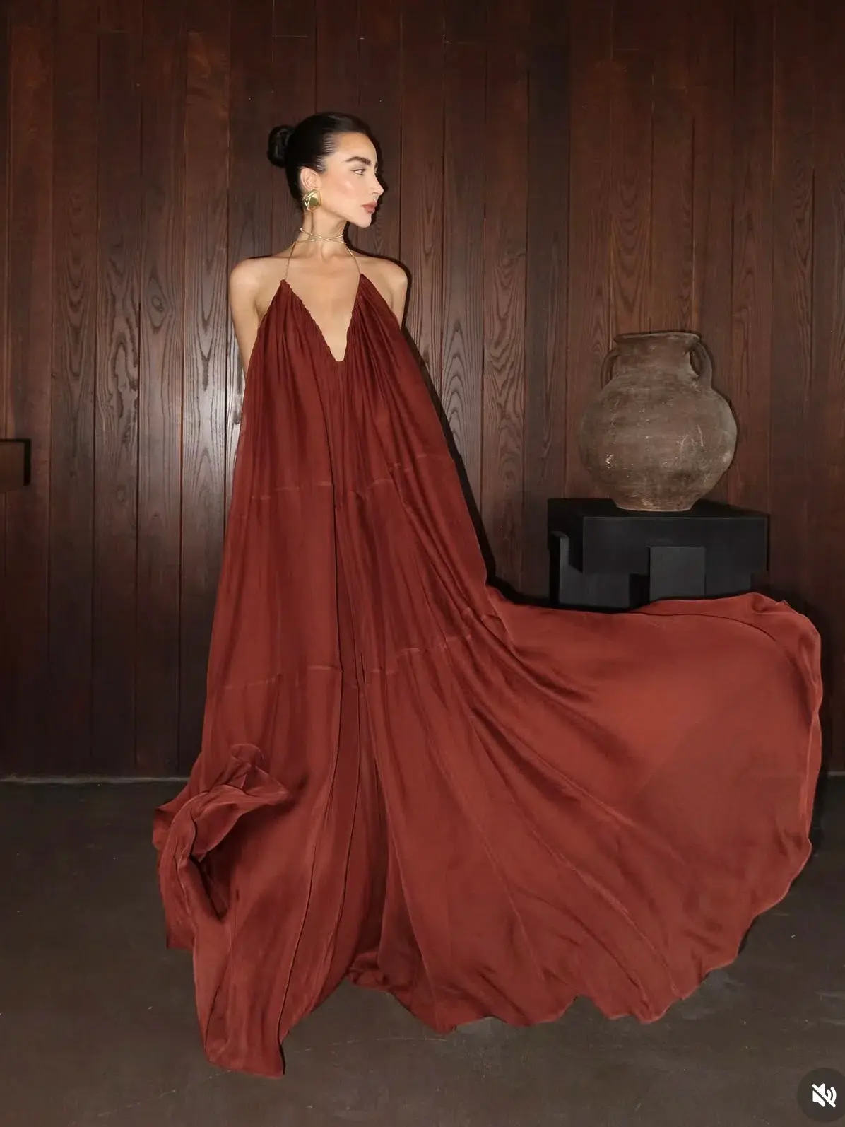 Retrofete arlet chiffon dress chestnut size XS 6  - Image 3