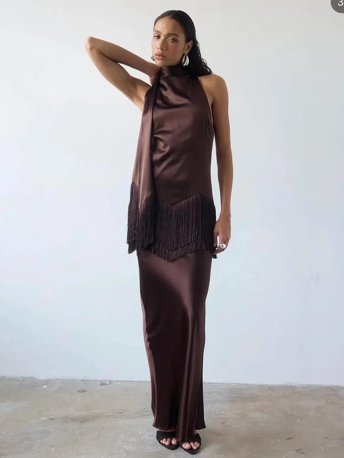 De Le vali KHAMSIN MAXI DRESS IN CEDAR SILK SATIN size 6 - Image 3