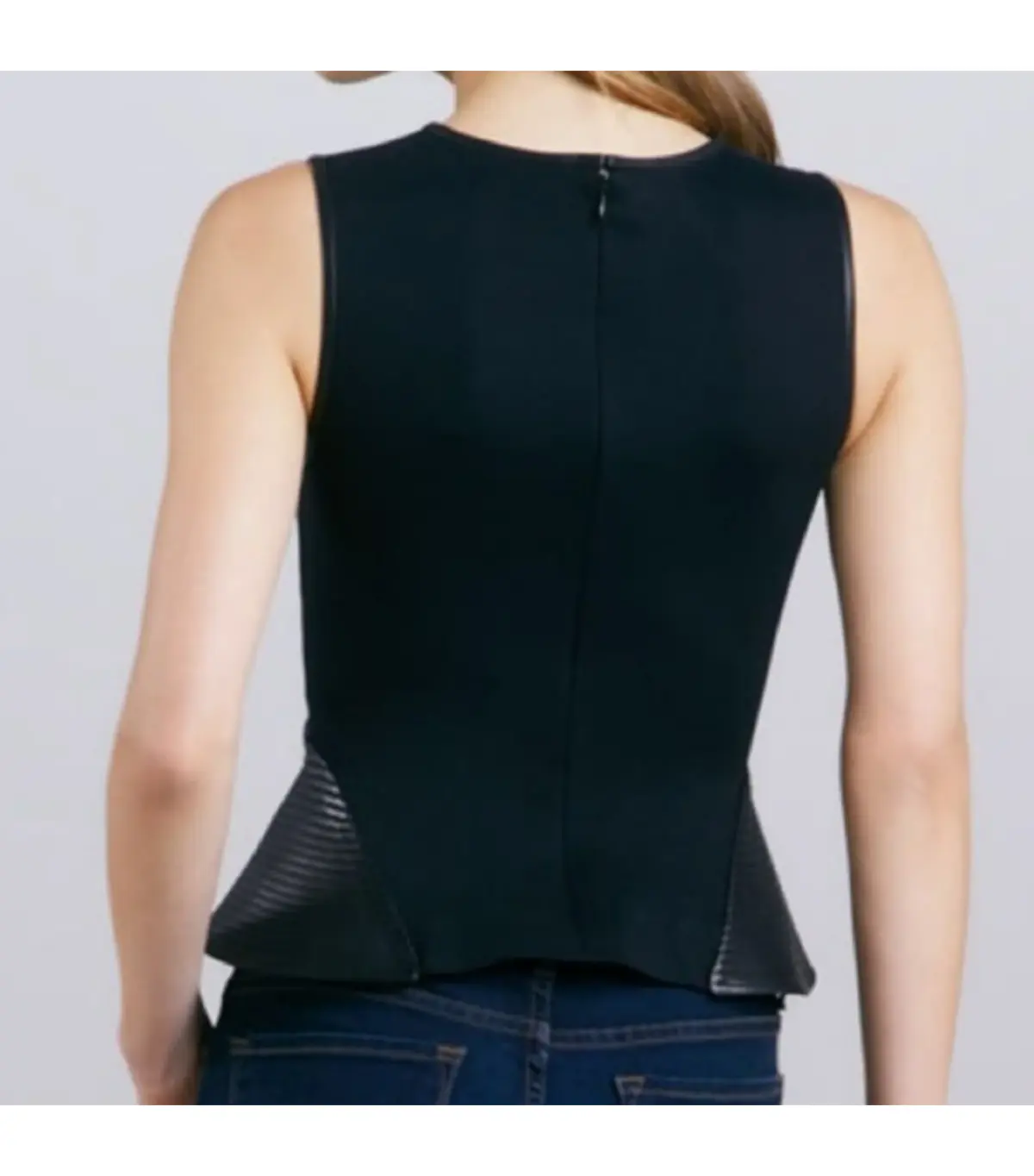 Theory Elleria Washed-leather Peplum Top Black Size AU 6 - Image 2