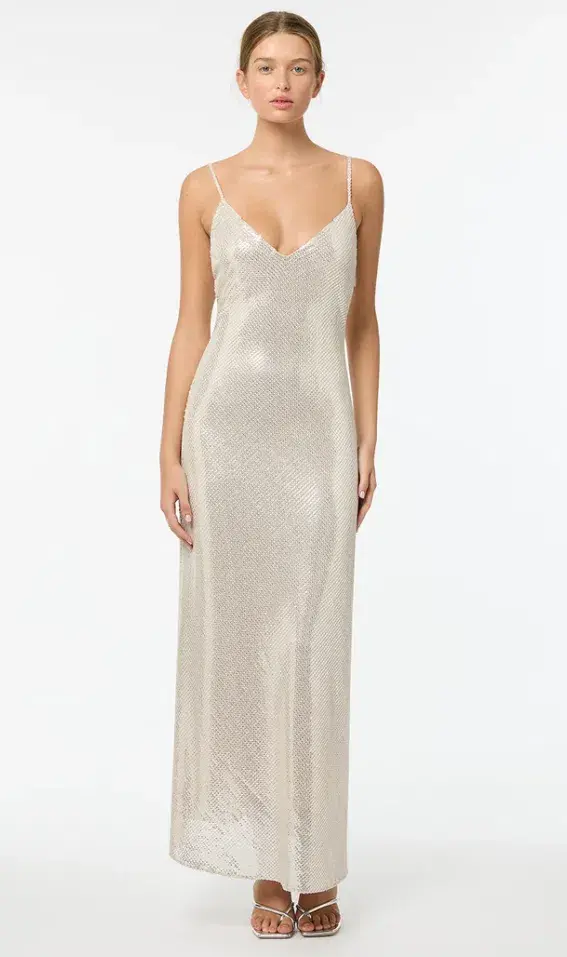 Manning Cartell High Voltage Slip Maxi Dress Nude Silver Size 6  for rent on The Volte - main image