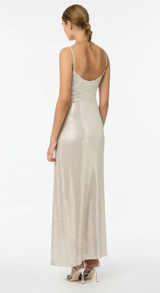 Manning Cartell High Voltage Slip Maxi Dress Nude Silver Size 6  for rent on The Volte - main image