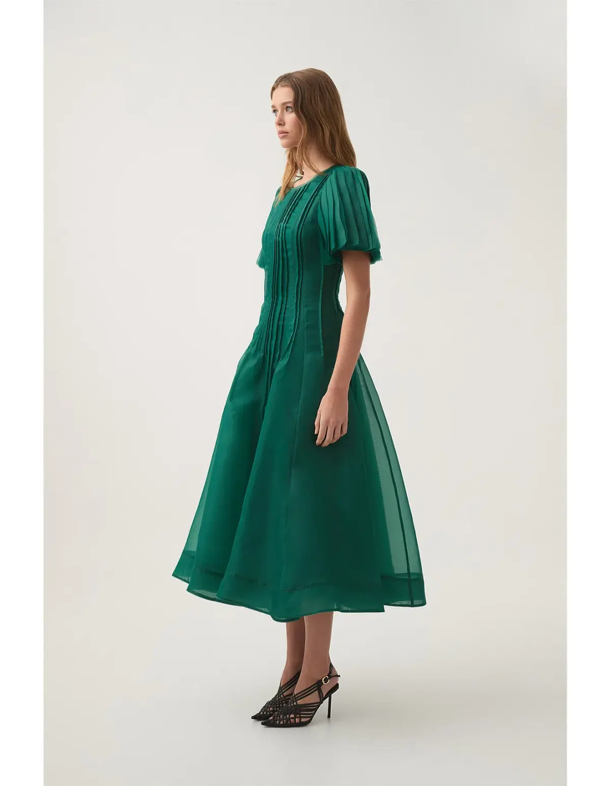 AJE nova pleated midi dress green size 12 - Image 2