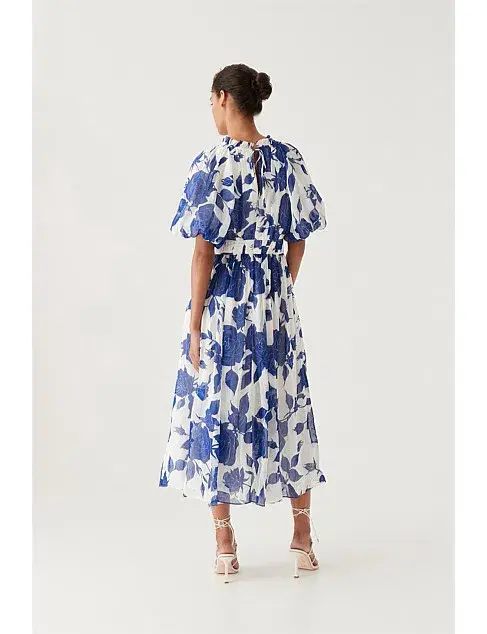AJE ELYSIUM BLOUSON MIDI DRESS in NEO ROSE SIZE 14 - Image 3