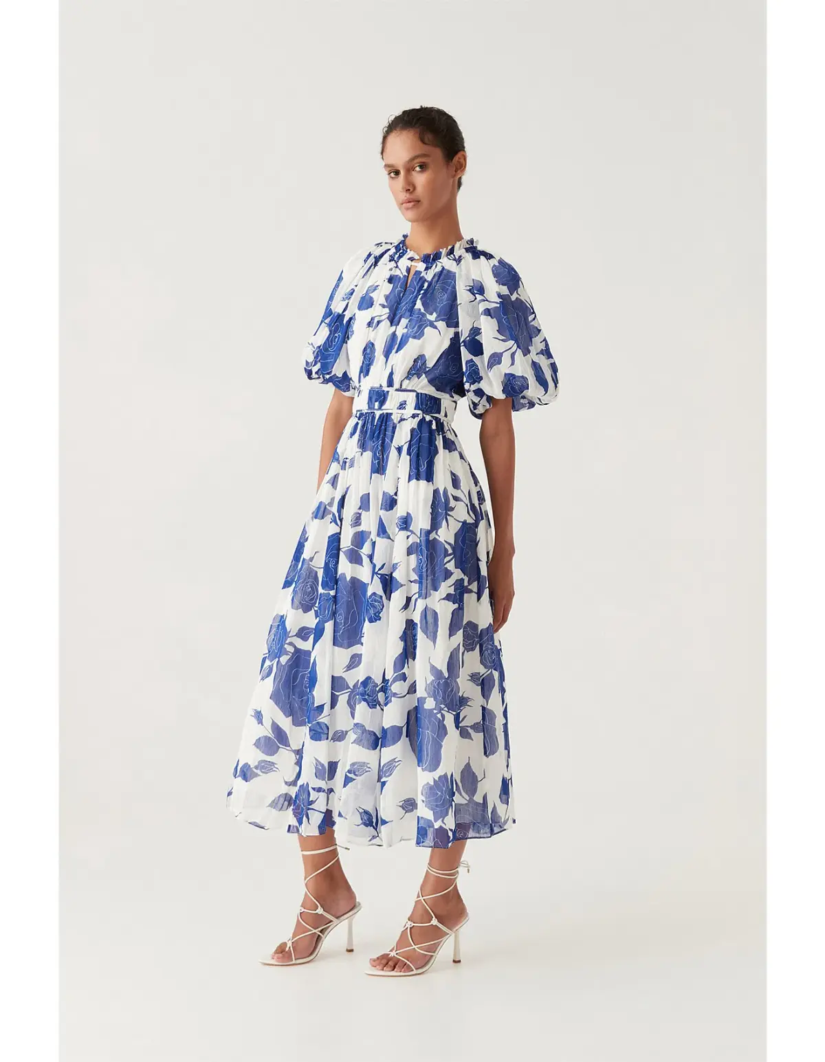 AJE ELYSIUM BLOUSON MIDI DRESS in NEO ROSE SIZE 14 - Image 1