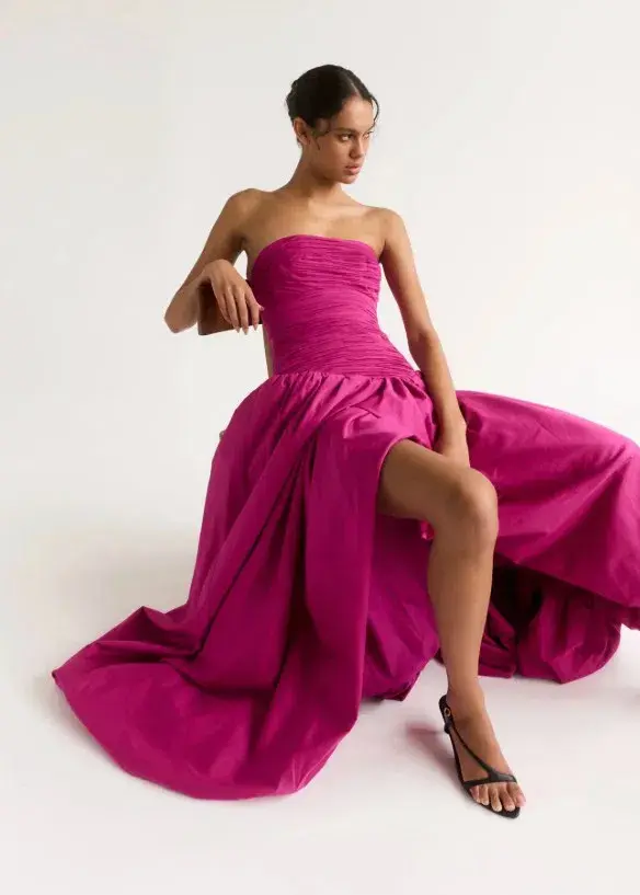 Aje Viollette Bubble Hem Maxi Dress in Deep Magenta Size 10 AU **FREE EXPRESS POST SHIPPING** - Image 1