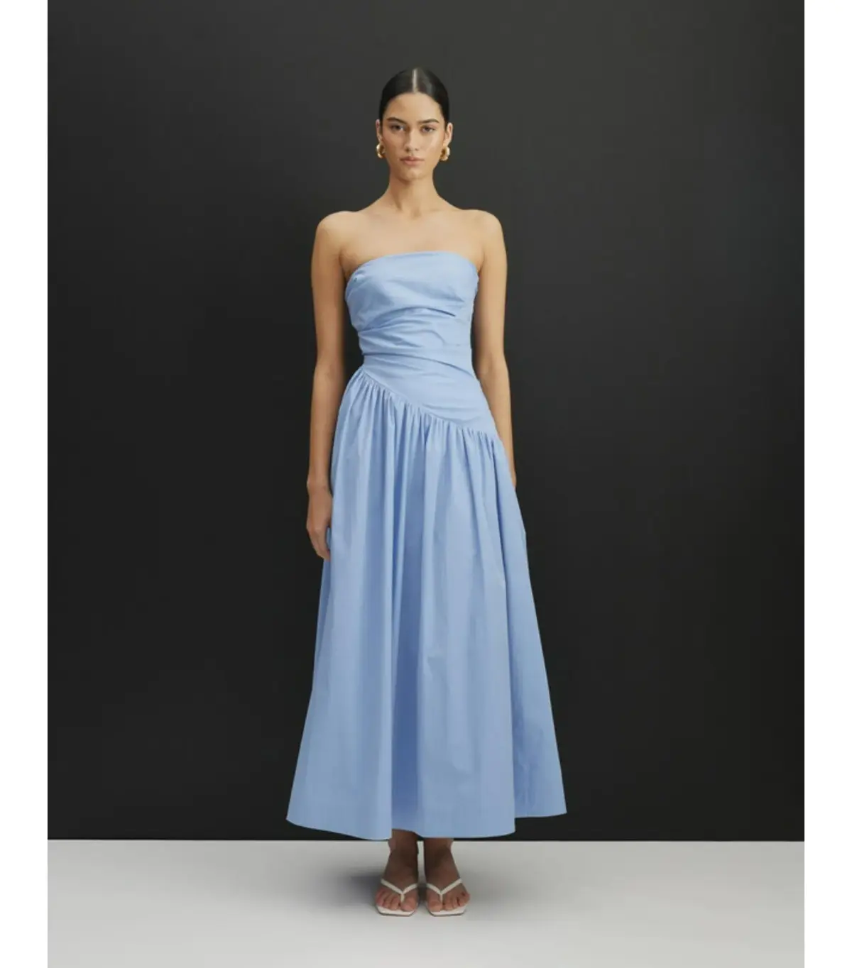 Aere Kiera Strapless Midi Dress in Blue Size AU 8 - Image 1
